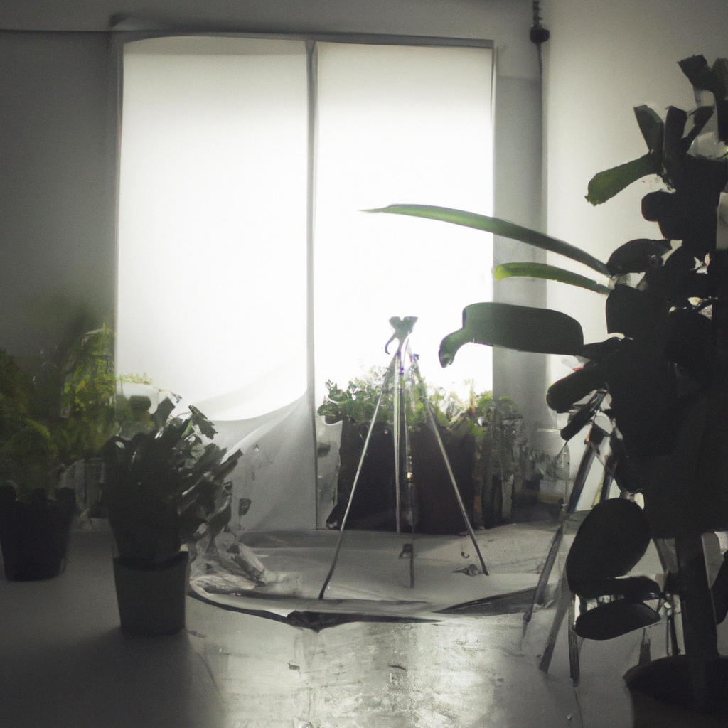 Interior del estudio con ciclorama blanco y ventana grande