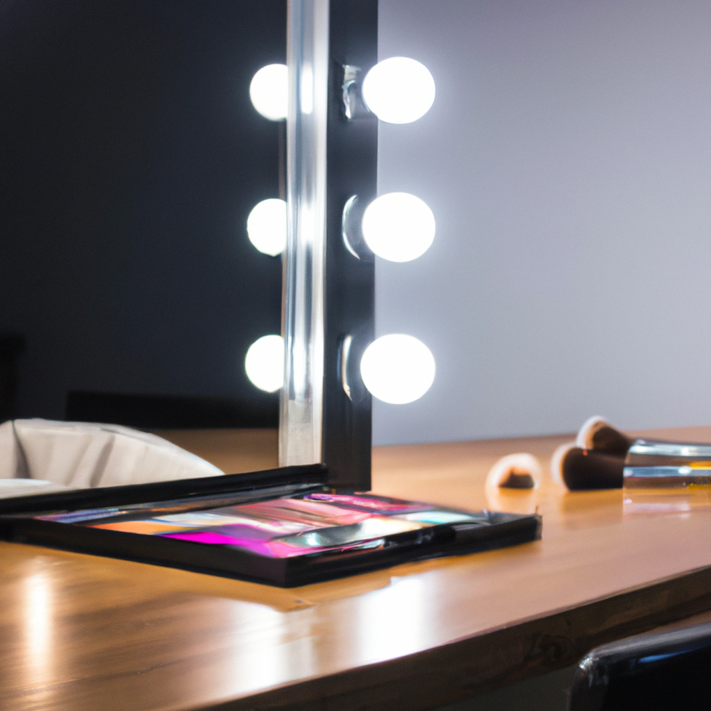 Esquina de maquillaje con espejo e iluminación suave