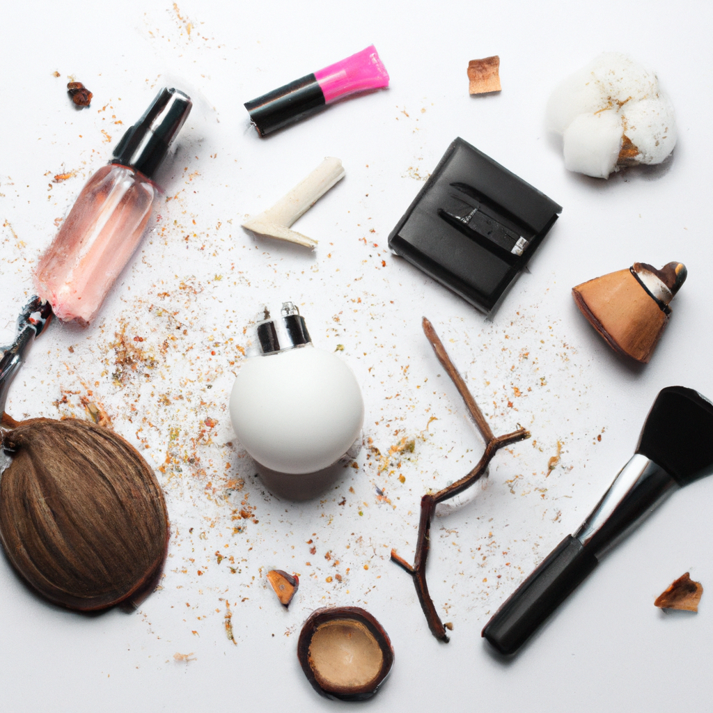 Flatlay de cosmética sobre fondo blanco con sombras suaves